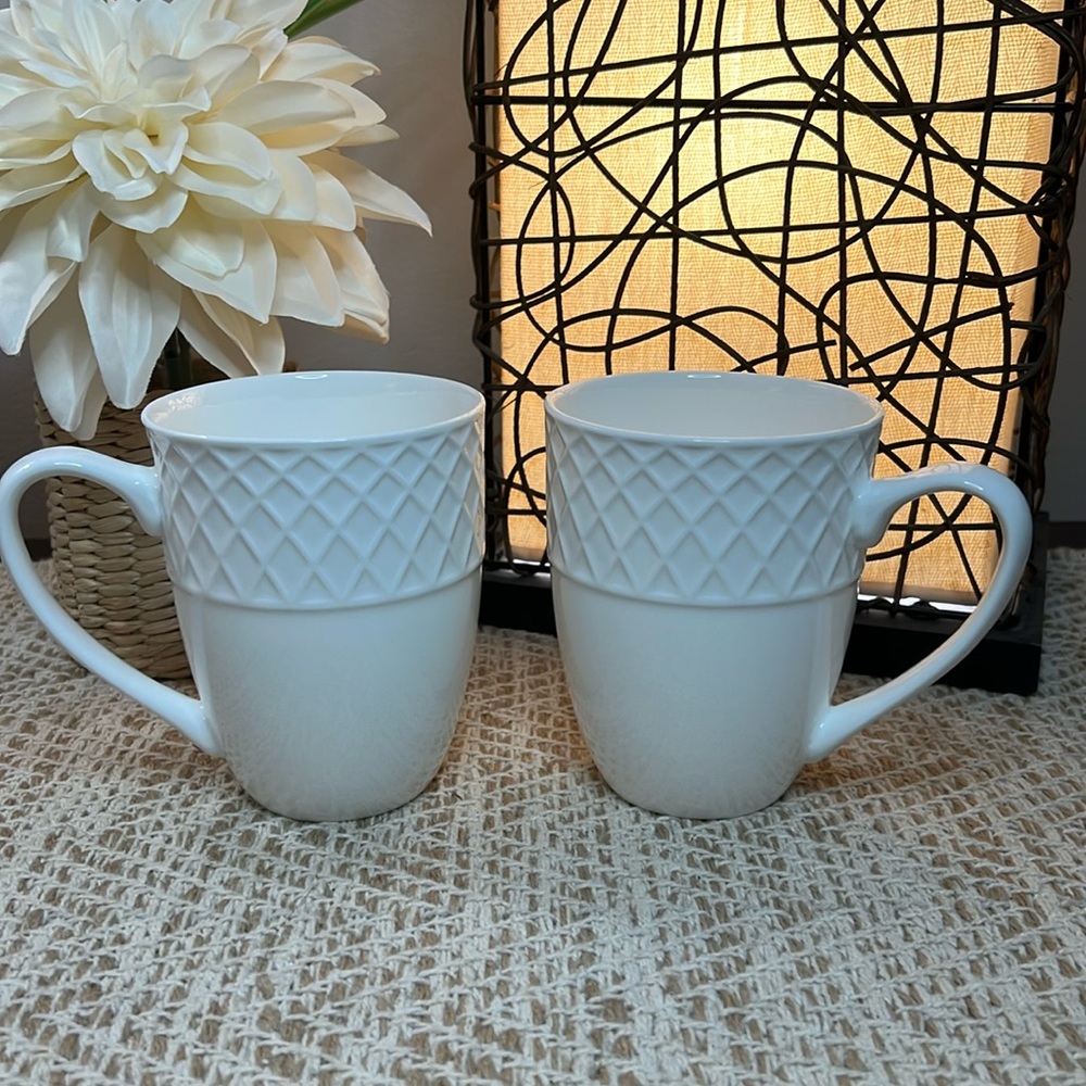 Set of 2 Mikasa Trellis Bone China Mugs